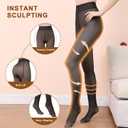 Aobiono Women Fleece Lined Tights Sheer Warm Pantyhose Fake Translucent Winter (Black)