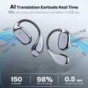 AI Translation Earbuds Real Time,3 in 1,150 Languages,Translation Headphones with Bluetooth 5.4, Audifonos Traductores Ingls Espaol for 6 Translation Modes,Long Battery for Travel,Business,Learning