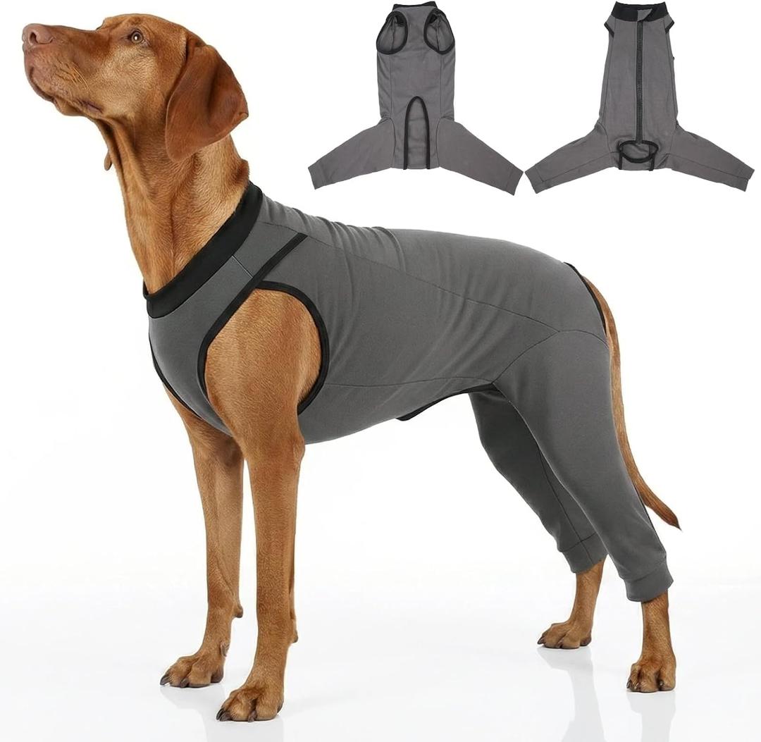 Comfort Fabric Dog Surgery Recovery Suit with Rear Leg Sleeve to Stop Licking, Machine Washable Dog Neuter Recovery, Soft Surgical Suit for Dogs Male Neuter, Post Spay Surgery Onesie Female, Gray XXL