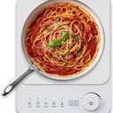 Elite Gourmet Slim Portable Induction Cooktop, 1500W Countertop Burner with 10 Power Levels & Temperature Control (140°F-465°F), Ultra-Slim 2" Design, Digital Touch Controls, Timer & Child Lock (White)