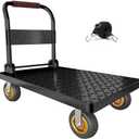 Heavy Duty Platform Truck Flat Cart Hand Trucks,1500 to 2000Lbs Steel Push Cart Dolly with Brake Design, 36 x 24in or 27x19in Large Flatbed Black Trolley (BL, 27X19 Small)