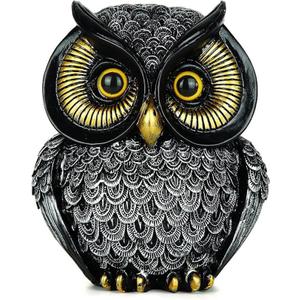 Owl Statue Home Decor, Small Figurines for Shelves, Office, Living Room, Decorative Gift for Owl Lovers (Sliver)