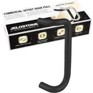 Aluminum 90-Degree Offset Solid Door Pull (Black Anodized), 1" Diameter x 12" Center-to-Center, Through Bolt Mounting for 1-3/4" Door, JS-8190HD