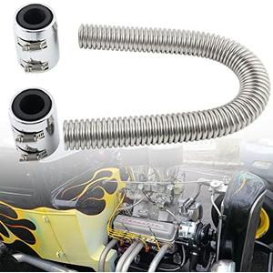 BAGARAATAN Universal 24" Flexible Radiator Hose Stainless Steel Universal Water Hoses Adapter Coolant Radiator Hose Kit Could be Used with 1-1/4", 1-1/2" or 1-5/8" Radiator Necks (Silver)