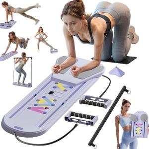 Pilates Board, Portable Pilates Reformer Set, 6 in 1 Pilates Board for Home Workout, Foldable Pilates Reformer Machine, Multifunctional Pilates Board for Women (Purple)