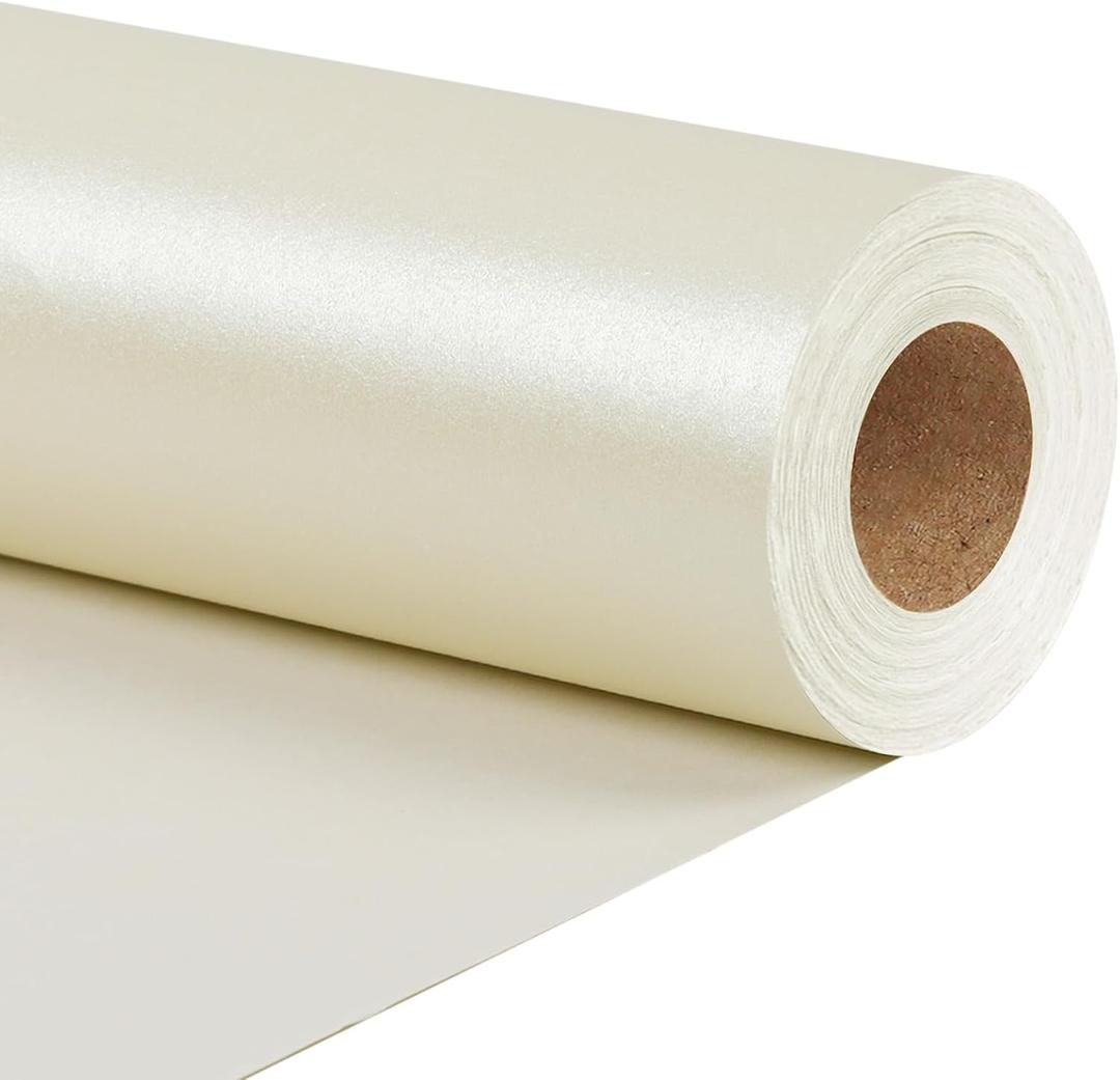 LaRibbons Off White Wrapping Paper, Mini Roll-17 Inch x 33 Feet, Christmas Gift Wrap Paper Rolls, Perfect for Holiday, Wedding, Valentine's Day, Birthday, Baby Shower