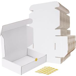 RLAVBL 9x6x2 Shipping Boxes Set of 50, White Corrugated Cardboard Box for Packing, Mailing, Business