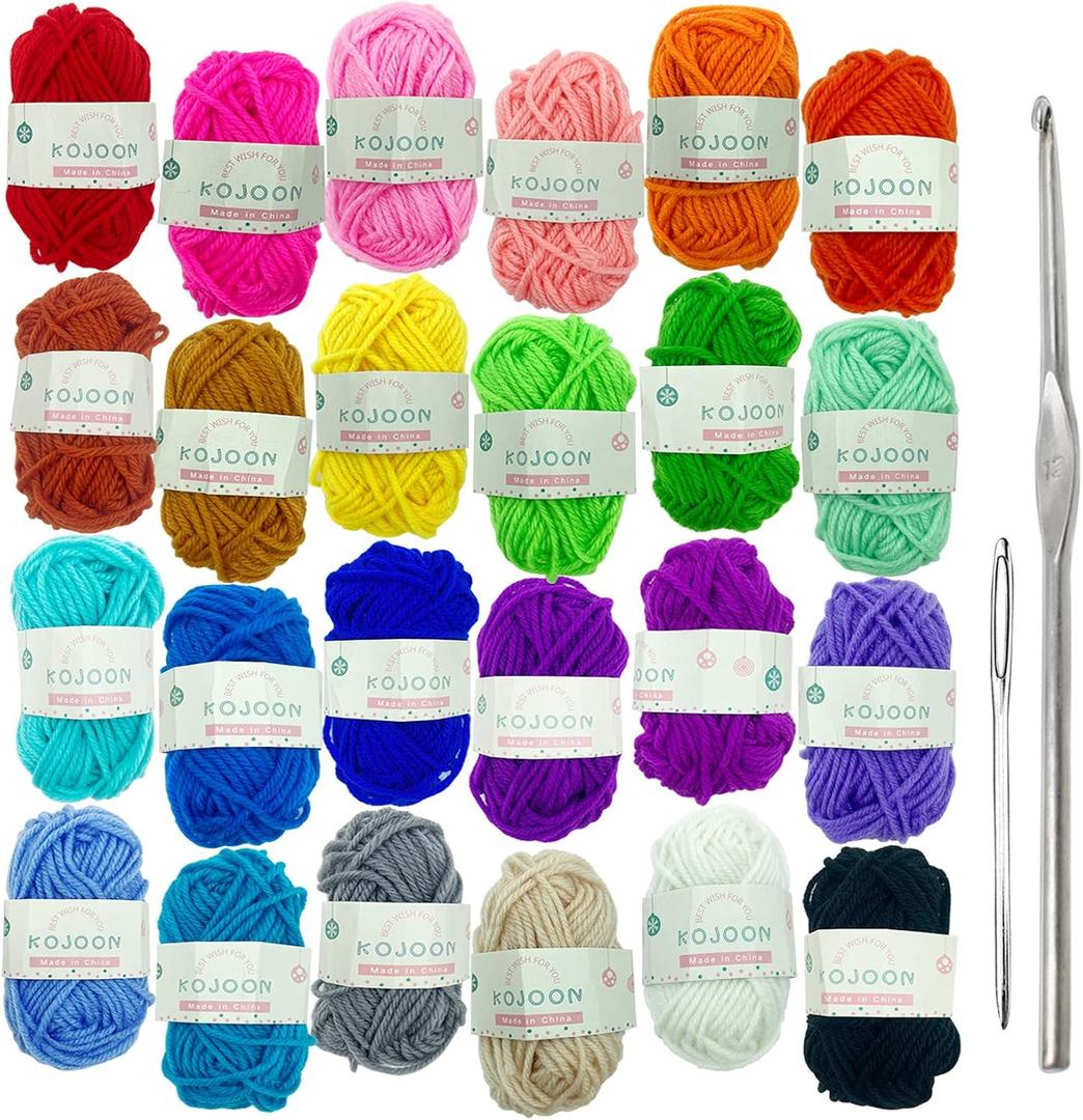 Acrylic Yarn Skeins 24 Assorted 432yard for Knitting and Crochet Yarn Projects Multi-Pack Starter Kit