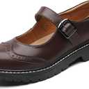 XMM Mary Jane Shoes Women Mary Janes Flats Ladies Oxford Shoes for Women Comfort Leather Round Toe Non-Slip Dressy Casual Cute Girls School Work Shoes, US 6.5