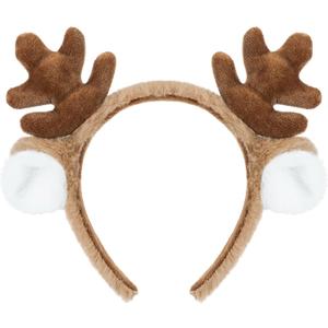 Edoneery Reindeer Antlers Headband for Women, Christmas Furry Deer Antlers Animal Ears Hairband for Cosplay Party Costume