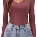Avidlove Womens Long Sleeve Tops Sweetheart Neck Y2k Double Lined Bodysuit Top Fitted Basic Tee Going Out Shirts (Medium, Dark Purple)