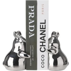 Cute Cuddly Silver Bunny Decorative Bookends, Ceramic Unique Book Holders for Shelves, Heavy Duty Book Ends Stopper for Home Office Desk Bookshelf Decoration