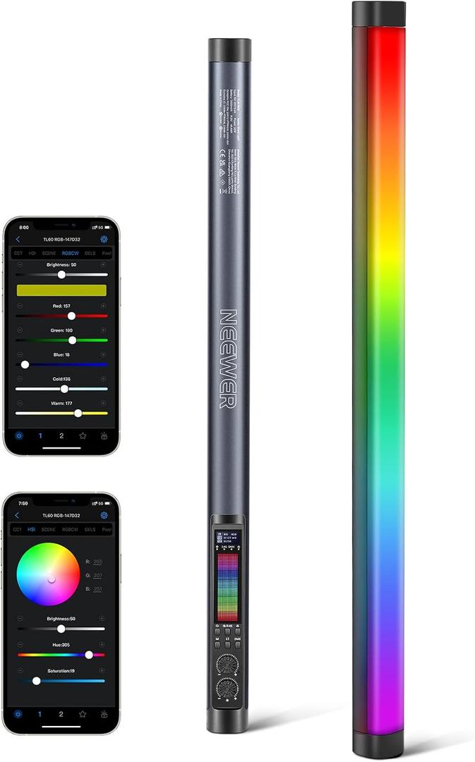 NEEWER TL60 RGB Tube Light, 20W Full Color LED Video Wand