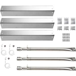 S9505A (3-Pack) Replacement Parts for Chargriller 3001 3030 4000 5050 5072,5252, 5650,4208 Stainless Steel Burner and Stainless Steel Heat Plates