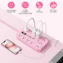 Pink Extension Cord with Multiple Outlets- 5 FT Kawaii Power Strip, Cute Extension Cord with 11 AC Outlet 6 USB (24W/4.8A), Charging Station for Cute Pink Kawaii Desk Home Room Decor Essentials Gifts