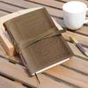 Leather Bound Journal for Men and Women, Handmade Gift Set for Writing, Feather Quill & Ink Pot Embossed Journal and Stylish Pen, A5 Vintage Notebook, Shakespeare Sketchbook, Planner, Diary 8x6"