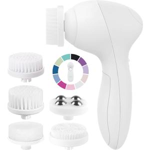 Facial Cleansing Brush Face Scrubber Exfoliating Cleaning Skin Care Cleanser Wash Women Girls Electric Beauty Powered Exfoliator Skincare Spin Tools Scrub Washer Self Care by VISOFO (Pearl)