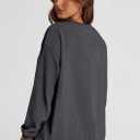 PRETTYGARDEN Women's Oversized Sweatshirt 2025 Fall Fashion Clothes Ribbed Corduroy Long Sleeve Going Out Pullover Tops (Dark Grey, Medium)  