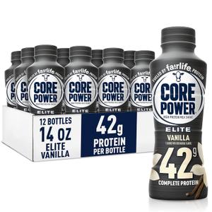 Core Power Elite High Protein Shake, Vanilla, 42g Bottle, 14oz, 12 Pack (EXP 08/12/25)