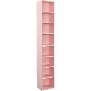 8-Tier Media Tower Rack Bookcase Display Bookshelf CD DVD Slim Storage Cabinet with Adjustable Shelves for Home Office One Size