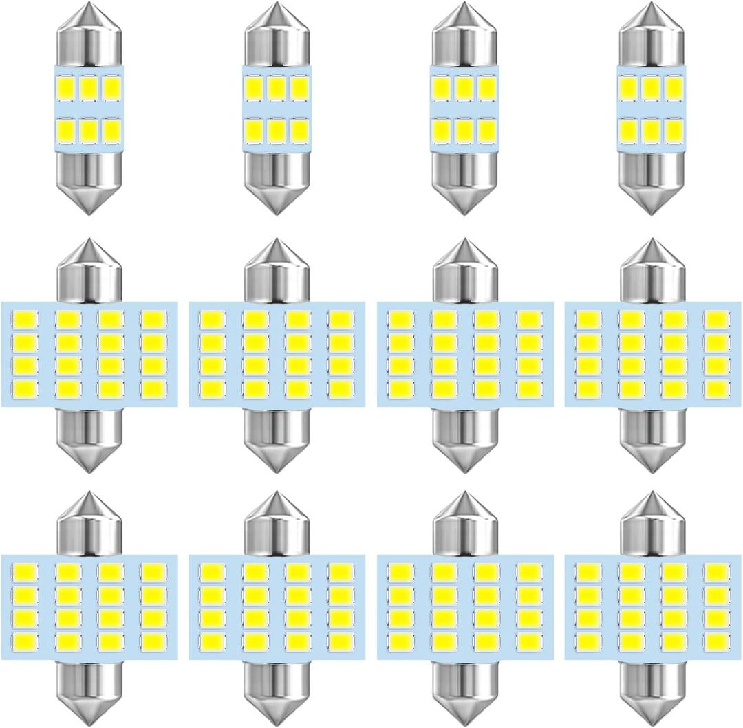 12V DE3175 DE3175LL LED Bulb 29mm 30mm 31mm Festoon 3175 DE3022 DE3021 3022 3021 White 160LM / 320LM for Cars Trucks 12-Pack
