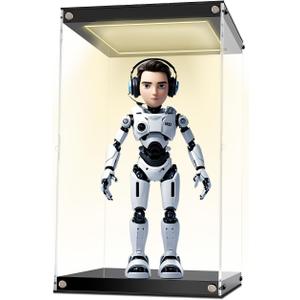 Clear Acrylic Display Case with LED Light for Trophy CollectiblesEasy Assemble Cube Display Box Dust Proof Protection Showcase for Action Figures Toys 8" Lx8 Dx12 H