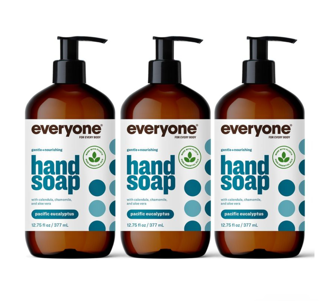Everyone Liquid Hand Soap, 12.75 Ounce (Pack of 3), Pacific Eucalyptus, Plant-Based Cleanser with Pure Essential Oils