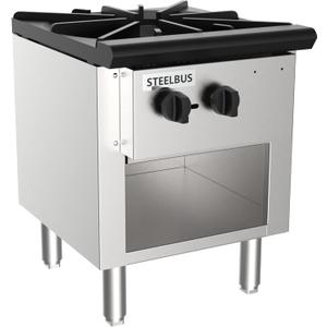 Commercial Single Burner Wok Range with Storage Cabinet, 90,000 BTU Heavy Duty Cast Iron, Natural Gas/Propane, Stainless Steel Restaurant Stockpot Stove for Professional Kitchens