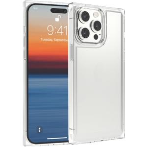 2 x Clear Rectangle Case Compatible with iPhone 14 Pro Max 6.7 inch 2022, 360 Full Body Coverage Hard PC + Soft Silicone TPU 2 in 1 HD Clear Shockproof Cover, Protective Transparent Case