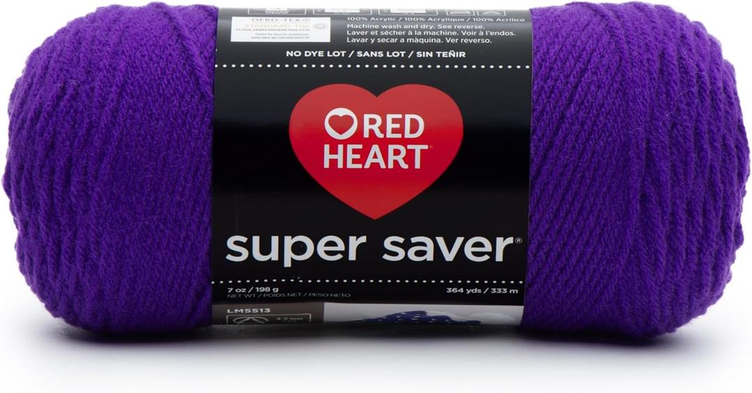 2 x RED HEART Super Saver Yarn, Amethyst