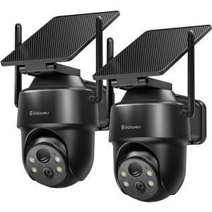 GALAYOU 2K Cameras for Home Security-2.4G WiFi Outdoor Camera Wireless Solar/Battery Powered, 360 PTZ Color Night Vision, PIR Detection, SD/Cloud Storage, Waterproof, Work with Alexa, R1 2P Black