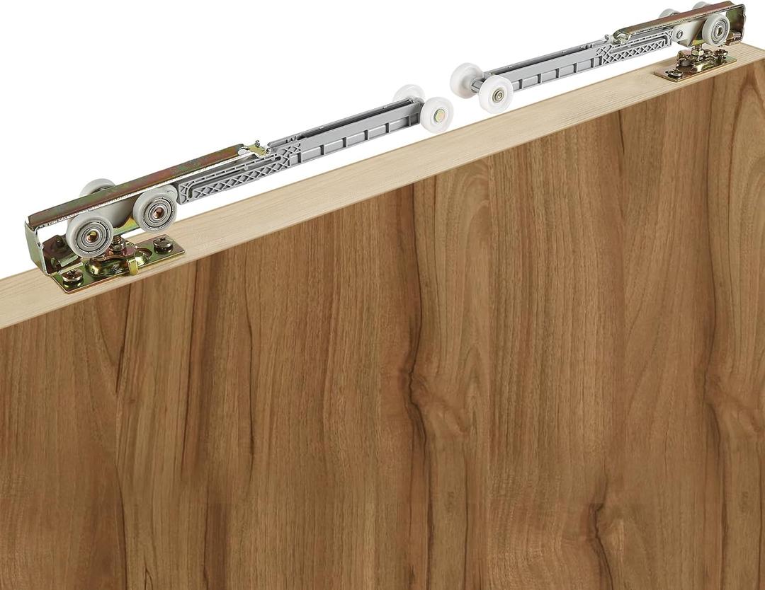 2 Pack Bi-Direction Pocket Door Soft Close/Open Hanger Fits Johnson Part #1062 Replacement Kit, 1" Nylon Ball Bearing, 1-1/4" C.T.C, Min. 1" Thick Doors, 165lbs Capacity