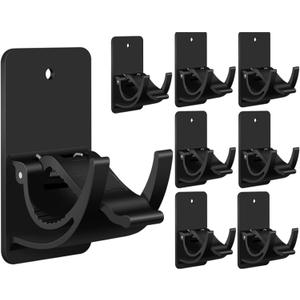 No Drill Curtain Rod Brackets 8 Pack, 20LB Heavy Duty Self Adhesive Renter Friendly Curtain Rod Holders, Curtain Rods No Drilling Black Fits 0.55-1.2 in, Apartment Dorm Bathroom RV Over Blinds