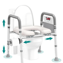 Toilet Seat Risers for Seniors, Raised Toilet Seat with Handles, Adjustable Height & Width, Cozy Padded 400lb Elevated Toilet Seat, Fit Any Toilet (Grey)
