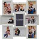 Melannco 18 x 18 Inch 9 Opening Photo Collage Frame, Displays Four 4x6 and Five 6x4 Inch Photos, White