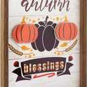 ArtbyHannah 3D Fall Wall Art, Thanksgiving Pictures Wall Decor with Autumn Pumpkin Prints Harvest Home Decorations for Living Room Kitchen Porch Entryway Bathroom (12x16 Inch)