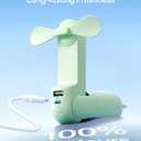 JISULIFE Handheld Mini Fan, 3 IN 1 USB Rechargeable Portable Fan [12-19 Working Hours] with Power Bank, Flashlight, Pocket Design for Travel/Summer/Concerts/Lash, Gifts for Women(Green)