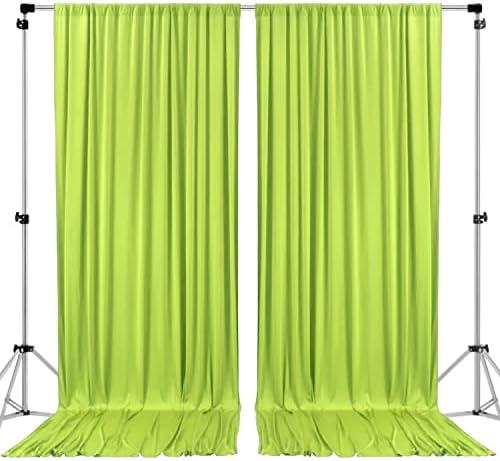 AK TRADING CO. 10 feet x 8 feet Polyester Backdrop Drapes Curtains Panels with Rod Pockets - Wedding Ceremony Party Home Window Decorations - Light Green, 2 Pack