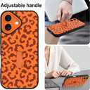 Magnetic for iPhone 17 Case with Finger Strap, Compatible with Magsafe, Cheetah Print Pattern for Women Girls, Slim Shockproof Soft TPU Case for iPhone 17 6.3 Inch, Orange