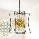 brfaixla Modern 23.2" Black Gold Sputnik Chandelier for Dining Room Industrial Retro Geometric 12-Light Ceiling Pendant Light Fixture for Kitchen Island Bedroom Living Room Hallway Entryway Foyer