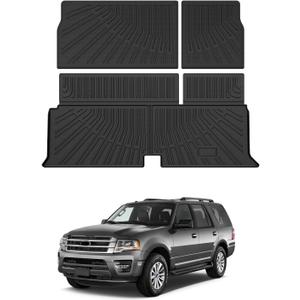 Mixsuper Cargo Liner for Ford Expedition/Lincoln Navigator 2003-2017 (Not fit EL or L Models), All Weather Trunk Mat Backrest Mat TPE Back Seat Cover Protector for Expedition/Navigator Accessories