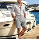 Men's Corduroy Shorts Casual Elastic Drawstring Lightweight Summer Beach Shorts with Pockets (Gray, S)