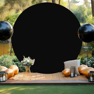 Gallety 7.2 FT Black Round Backdrop Cover for 5ft to 7.2ft Circle Arch Stand - Adjustable Circle Arch Backdrop Cover for Wedding Arch Birthday Party Photography Decoration