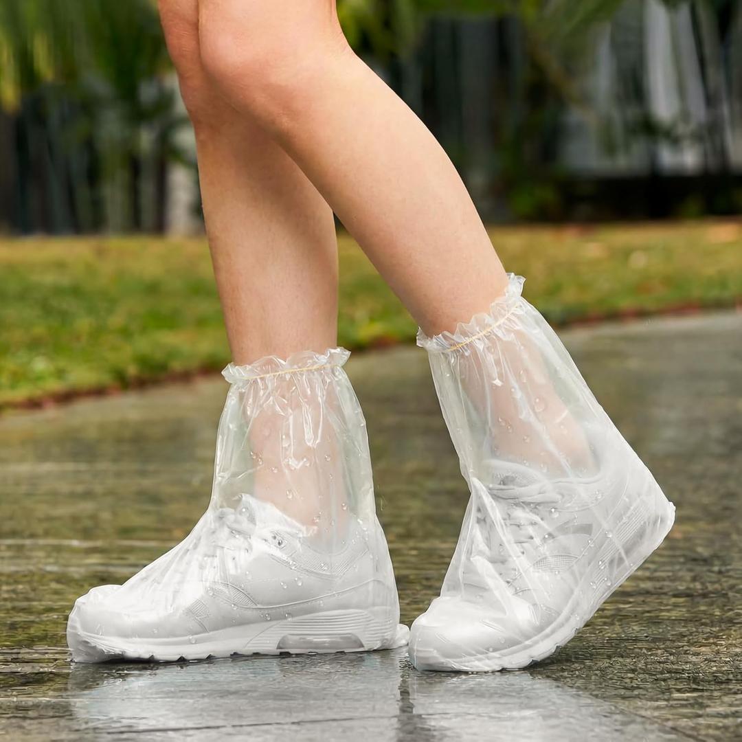 24pcs (12pairs) Waterproof Shoe Covers Plastic Boot Covers Disposable Thicker Rain Shoes and Boots Cover Non-Slip,Indoor Outdoor Overshoes for Men and Women (Small, Transparent)