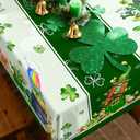 Hexagram St Patricks Day Tablecloth 52 x 70 Inch, Green St Patrick's Day Rectangle Shamrocks Table Cloth Gnome Truck Cover for Party Home Dinner Decor