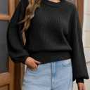 Saodimallsu Womens Batwing Long Sleeve Sweaters Casual Crewneck Loose Chunky Knit Fall Pullover Tops (L)