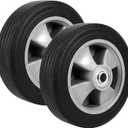 2 Pack 8 Inch Solid Rubber Replacement Wheels, Flat Free Hand Truck Tires with 5/8" Axle, Hand Truck Replacement Wheels for Cart, Wagons, Wheelbarrow, Dolly, Trolley, 330 lbs Max Load (Black + Grey)