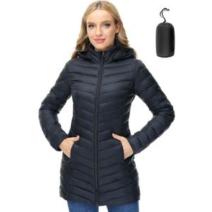 ANOTHER CHOICE Women Puffer Jacket Hooded Warm Lightweight Packable Quilted Puffer Coat Outwear (Medium, Black)