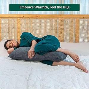 The White Willow Short Body Pillow Memory Foam Sleeping Soft Bed, Hug Pillow Insert for Sleeping & Side Sleeper (10W x 30L Inch) with Grey Zipper Cover Made from German Technology by BASF