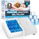 Technogel Anatomic Cooling Gel Pillow - Ergonomic Gel Cushion Featuring Dual-Level (5.5" & 4.5") Neck Support Pillow, Removable and Washable Fabric Case, Standard Size (26"× 26")